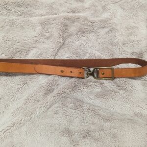 Brown leather Hook Clasp belt Adjustable Linea Pelle Handmade Small